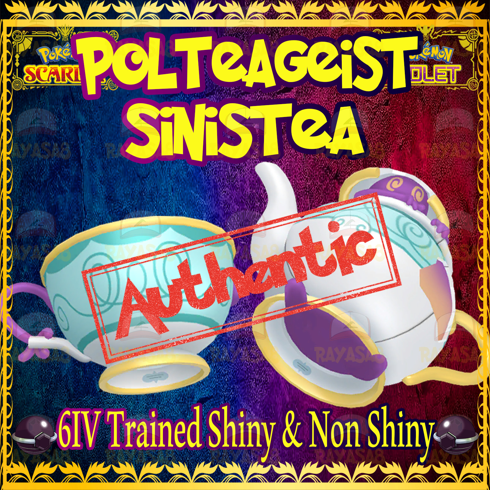 Sinistea Authentic Polteageist 6iv🌟Shiny & Non Shiny Pokemon Scarlet and Violet