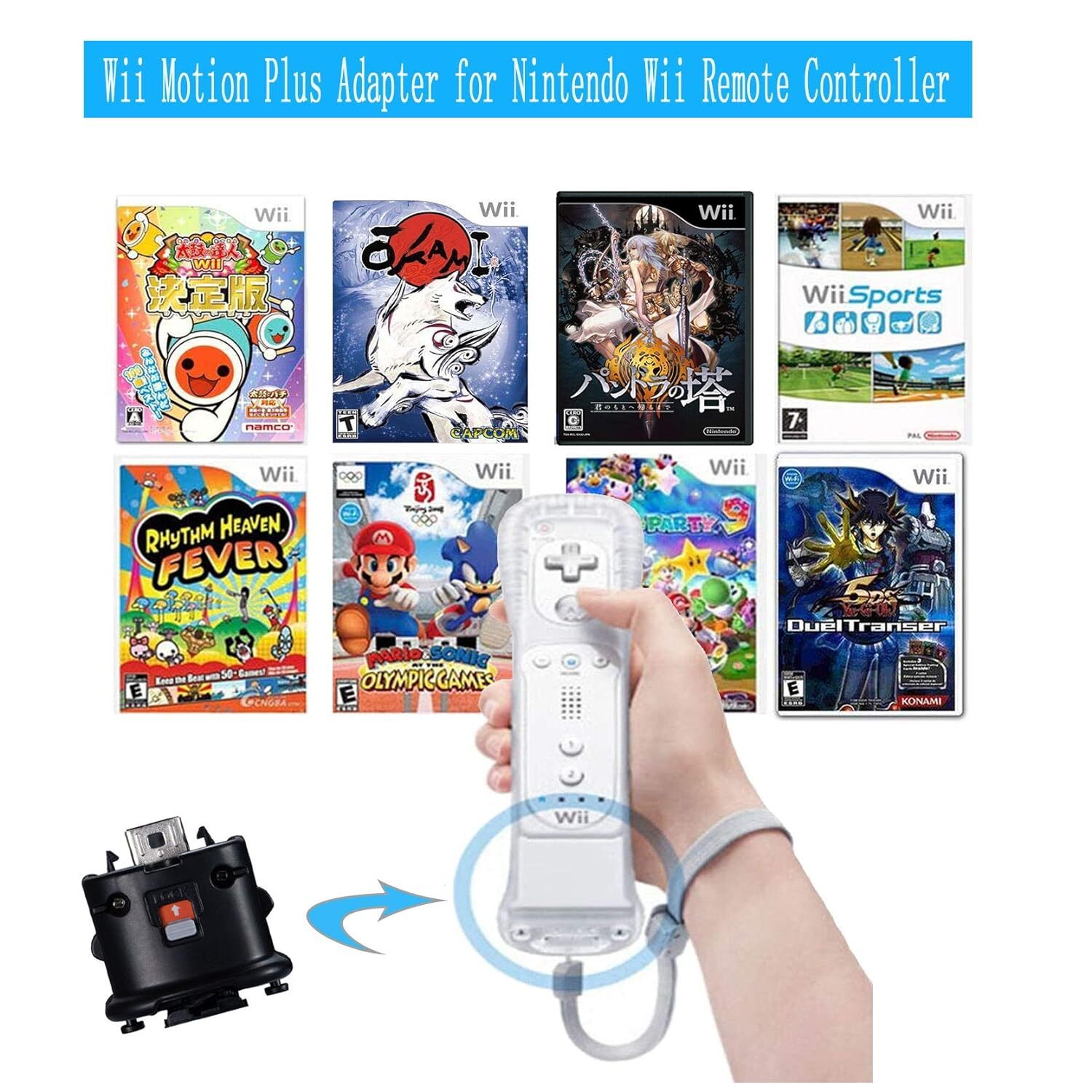 1/ 2 Pack Motion Plus Sensor Adapter Replace For Nintendo Wii / Wii U Controller