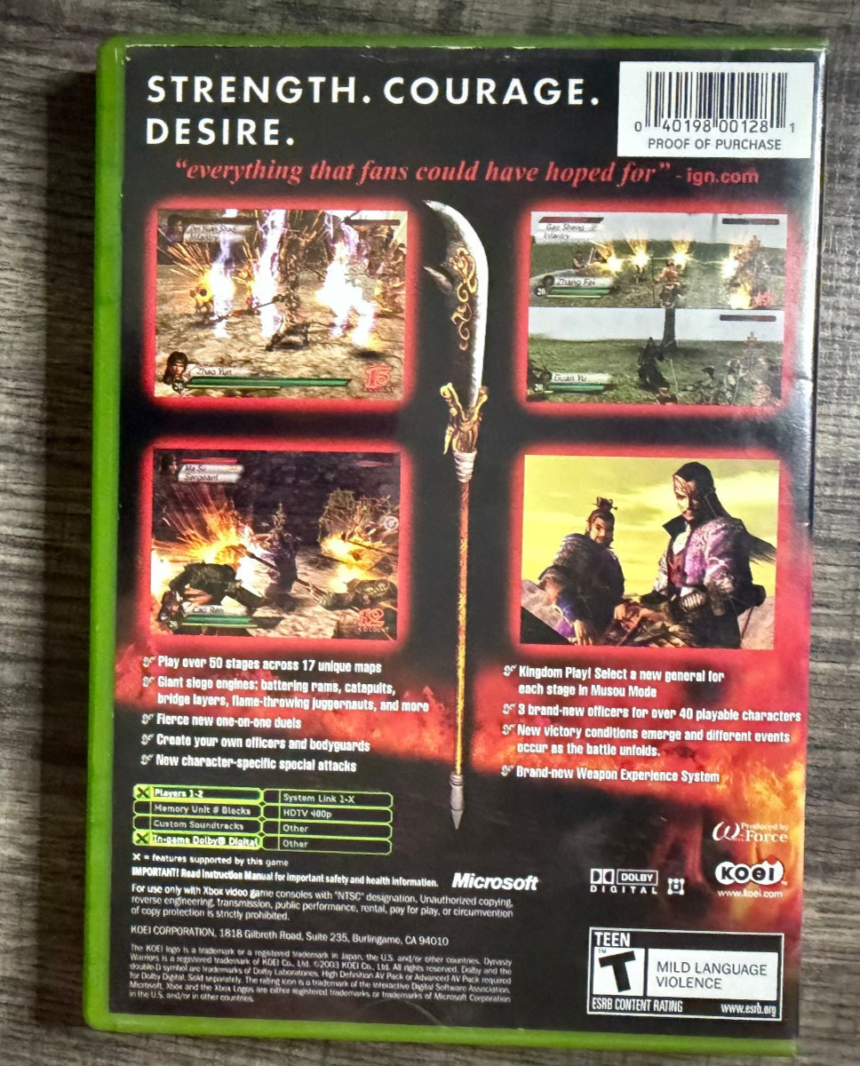 Dynasty Warriors 4 (Original Xbox) Plays On Xbox 360 BC Tested Hack Slash Game