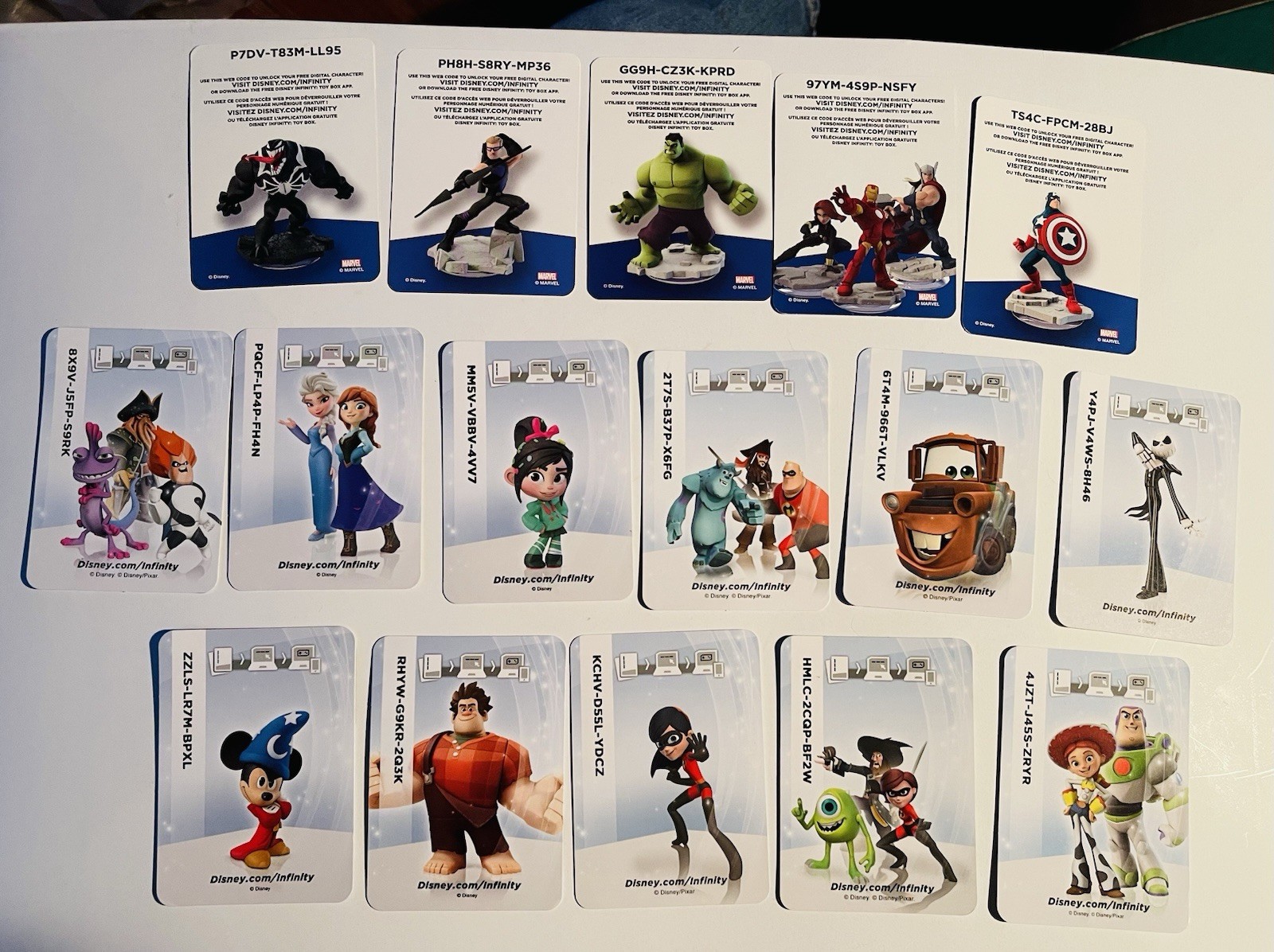 Disney Infinity /Marvel Superhero Character Card Lot Of 16