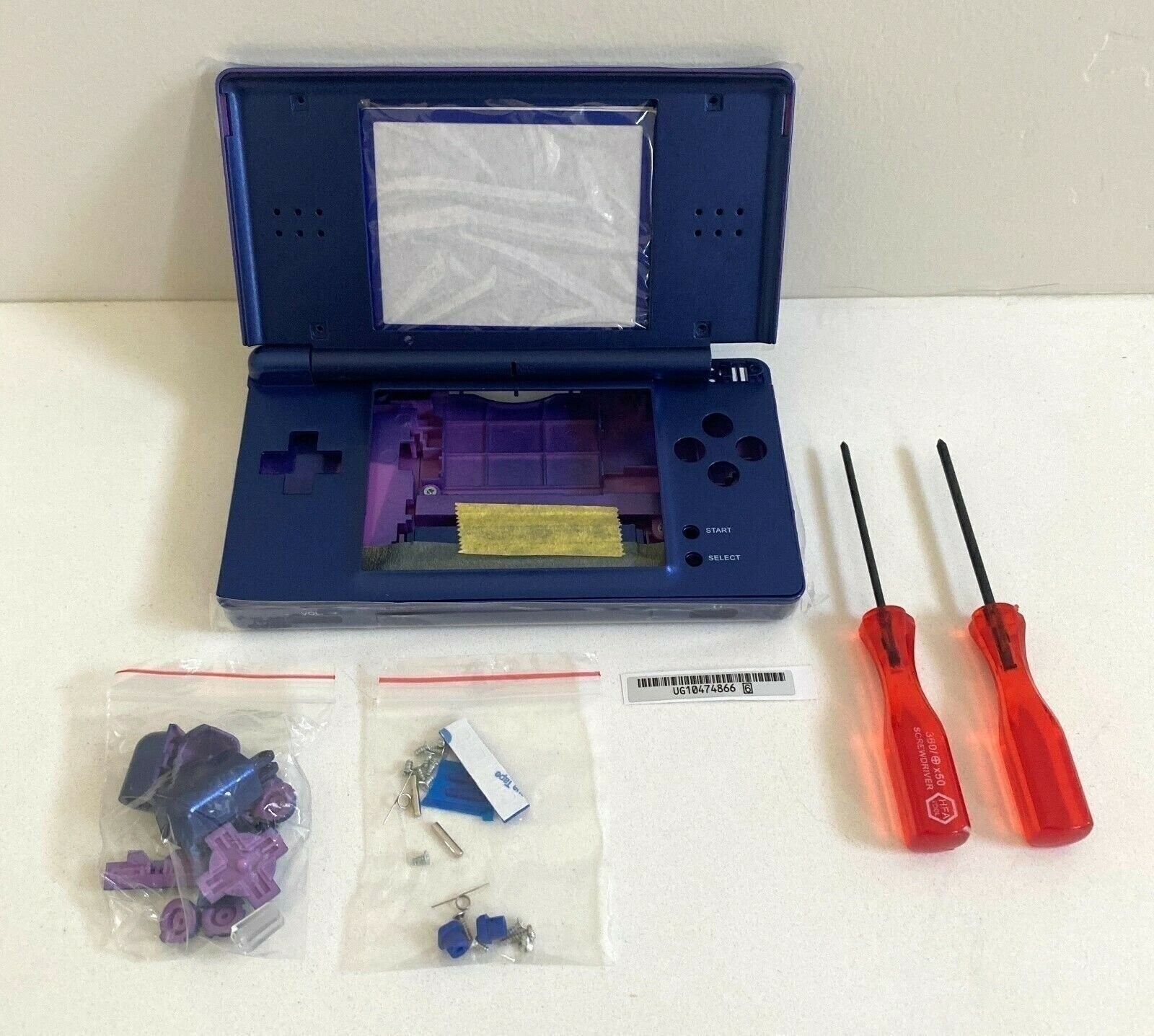 Replacement Housing for Nintendo DS Lite Glass Lens Shell Cobalt All Blue