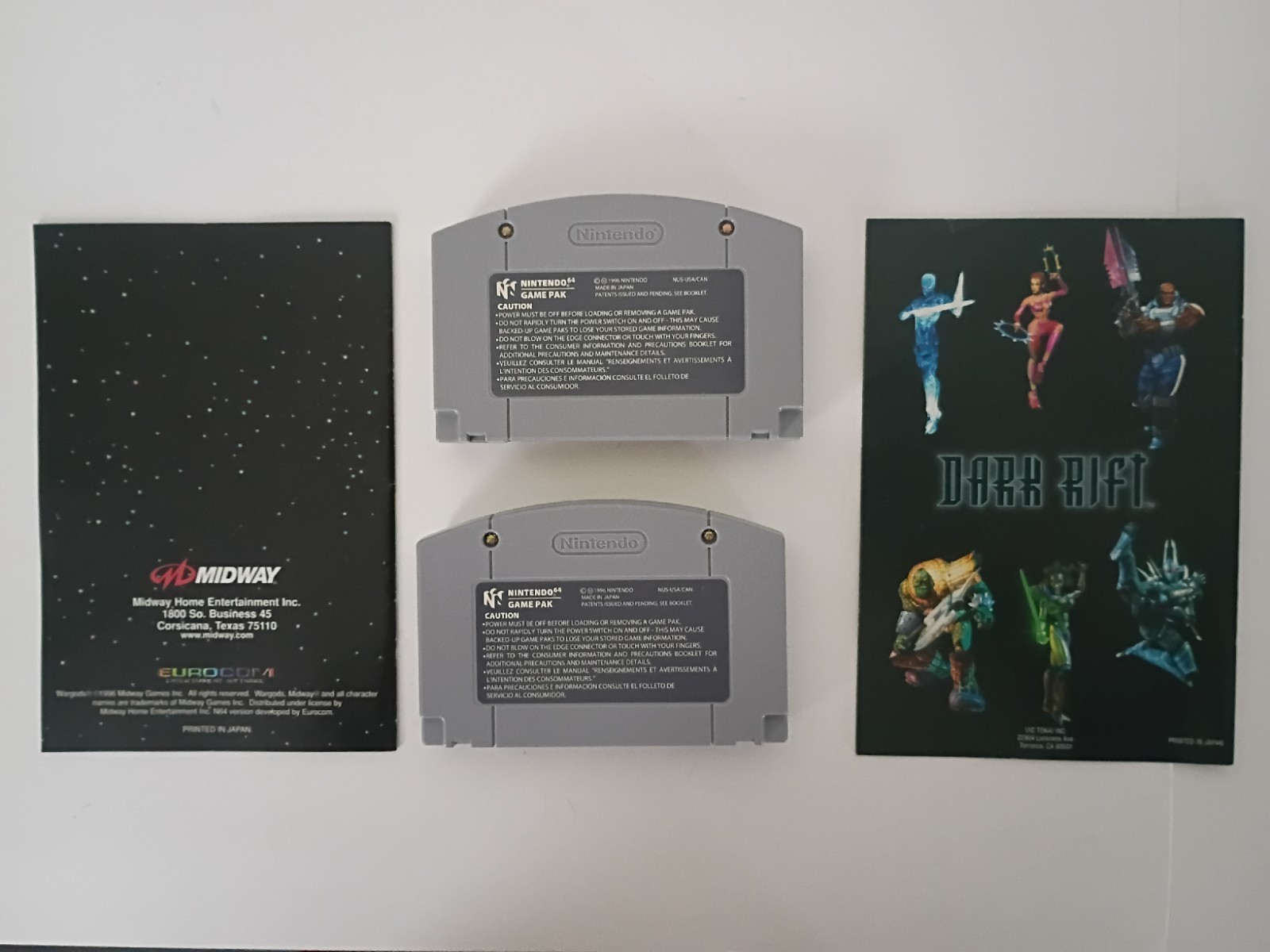 Dark Rift & War Gods N64 Nintendo 64, 1996 Authentic Game Cartridge & Manual Lot
