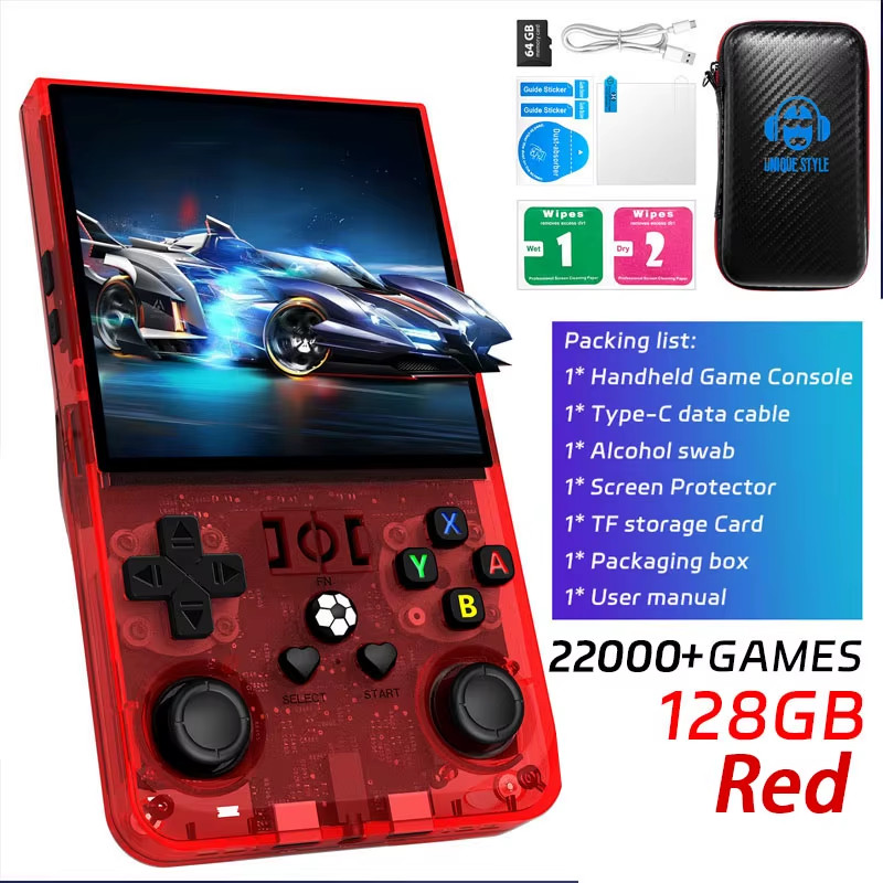 R36MAX Retro Handheld Game Console with 128GB Games and 4.0″ IPS Screen