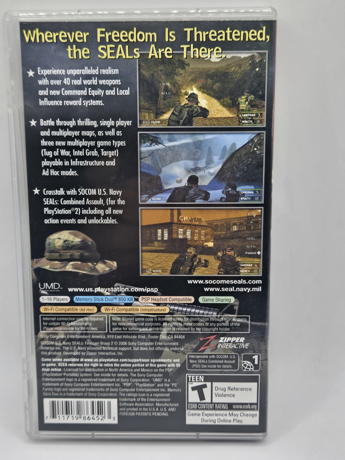 SOCOM U.S NAVY SEALS (FireTeam Bravo 2) GREATEST HITS Sony PSP Complete Cib Mint