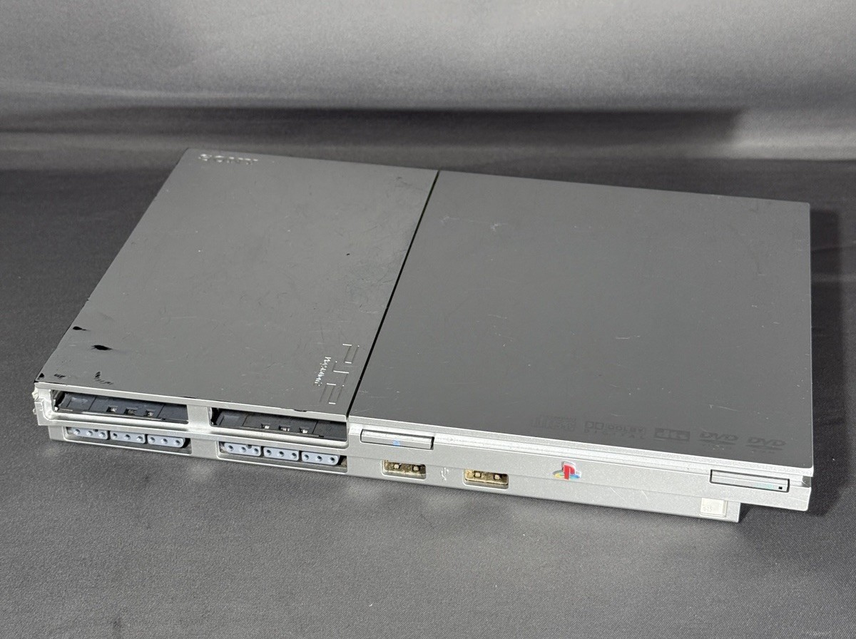 Sony PlayStation 2 PS2 Slim Silver SCPH-90001 Silver Tested Works READ