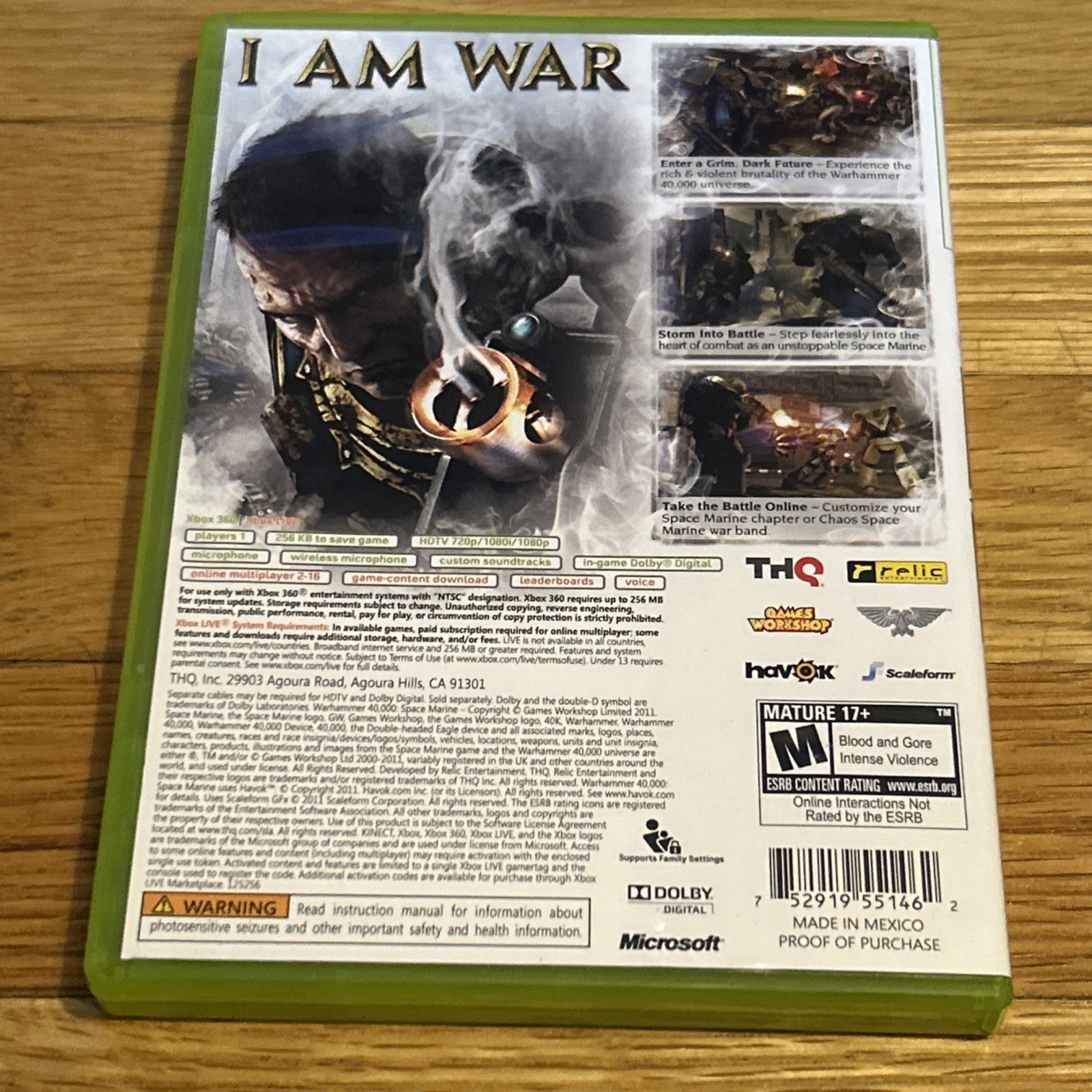 Warhammer 40,000 40k Space Marine Xbox 360 CIB Complete In Box with Manual