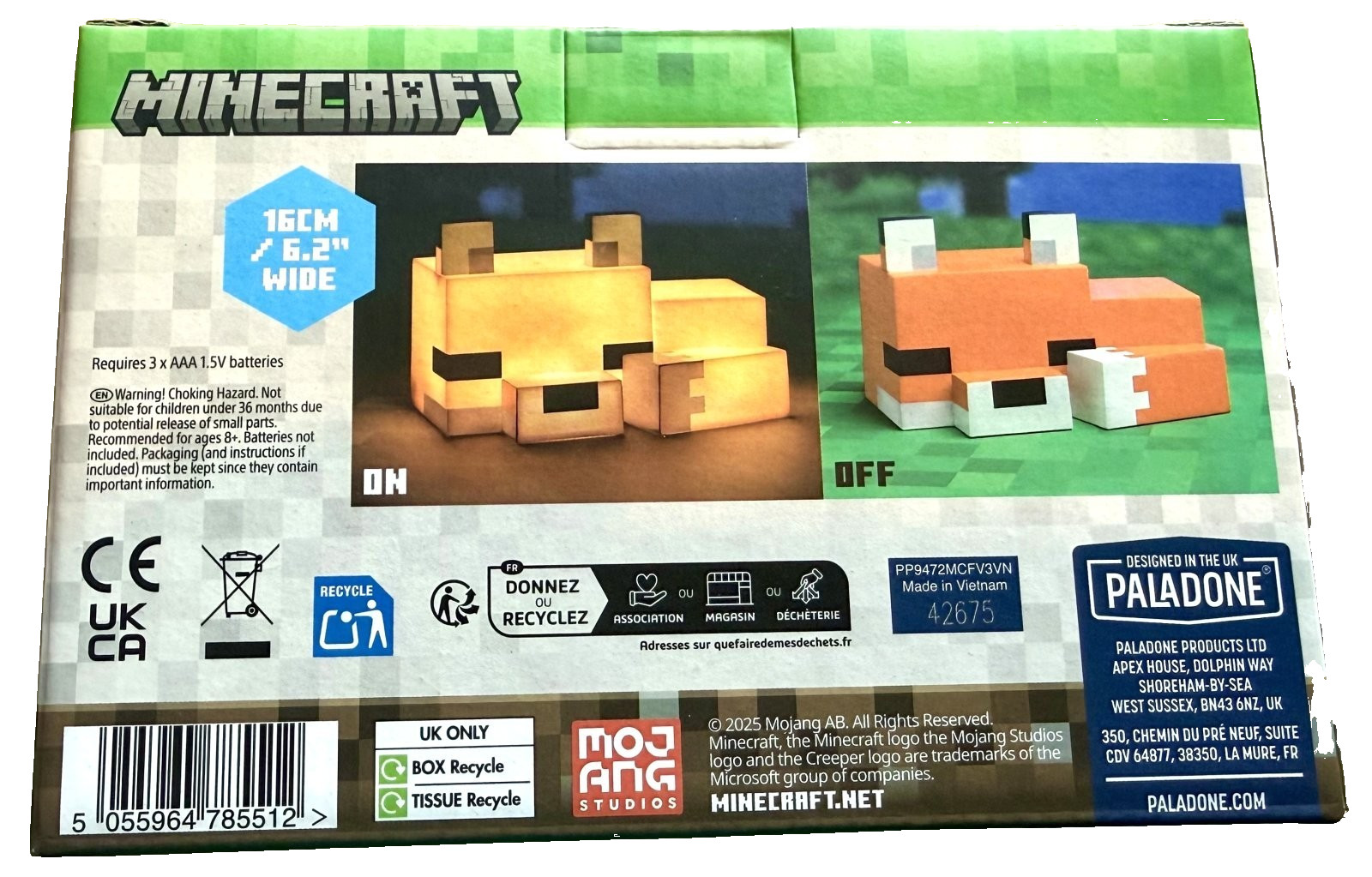 Minecraft Fox Light Mojang Licensed Night Light Up Desk Lamp Game Decor Icon NEW