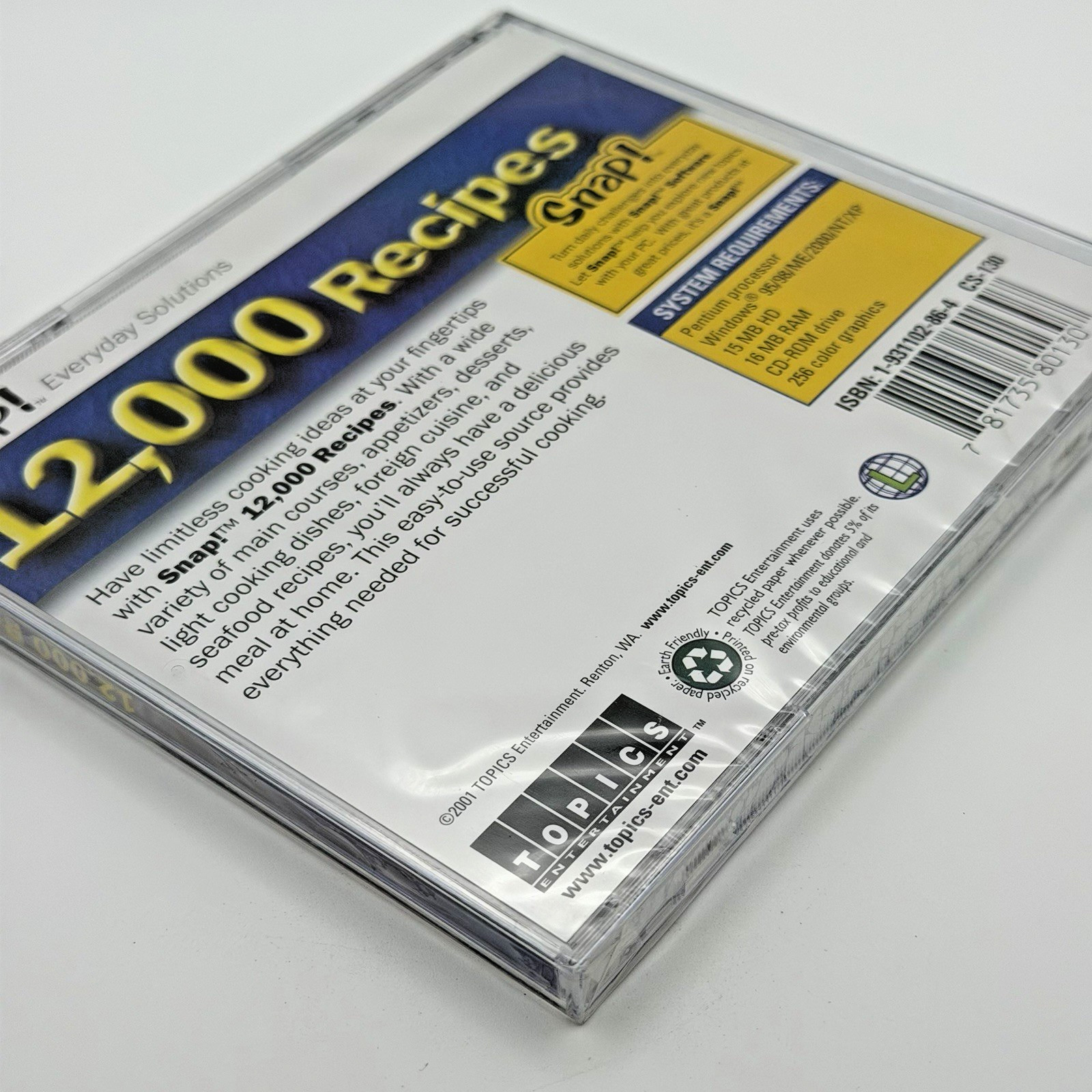 Snap 12,000 Recipes (PC, 2001) NEW Sealed!