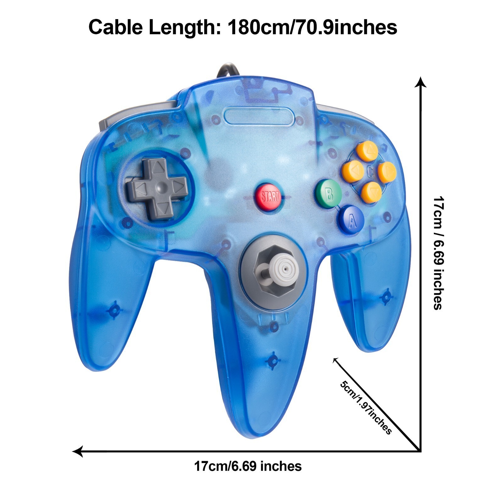 2PCS Classic N64 Wired Controller Joystick Remote for Nintendo N64 System