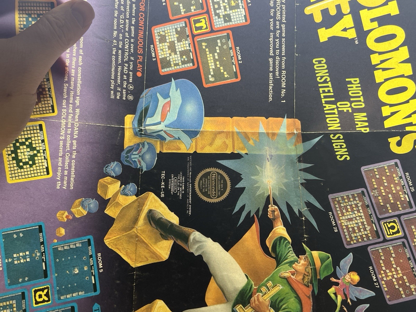Tecmo Solomon’s Key NES Photo Map Poster Nintendo 1987 Fold Out Insert