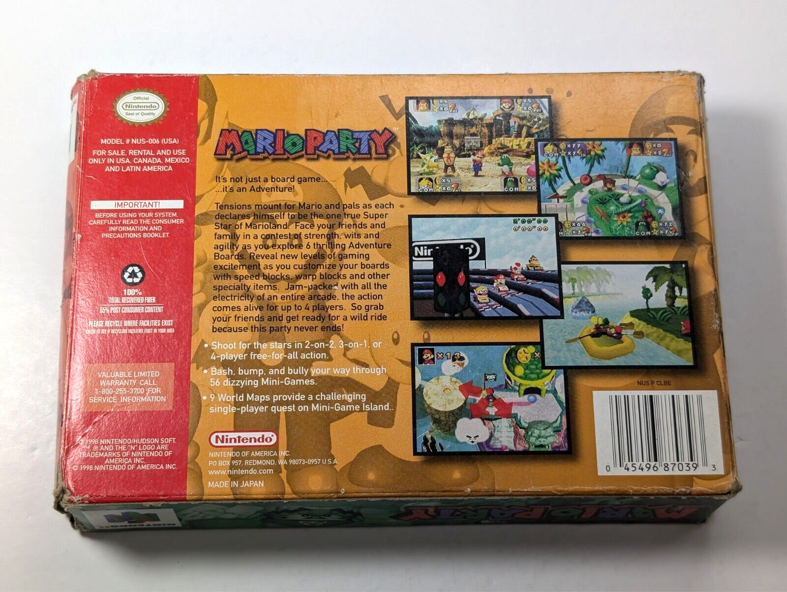 Mario Party 1 Nintendo 64 N64 with box (two flaps missing) authentic
