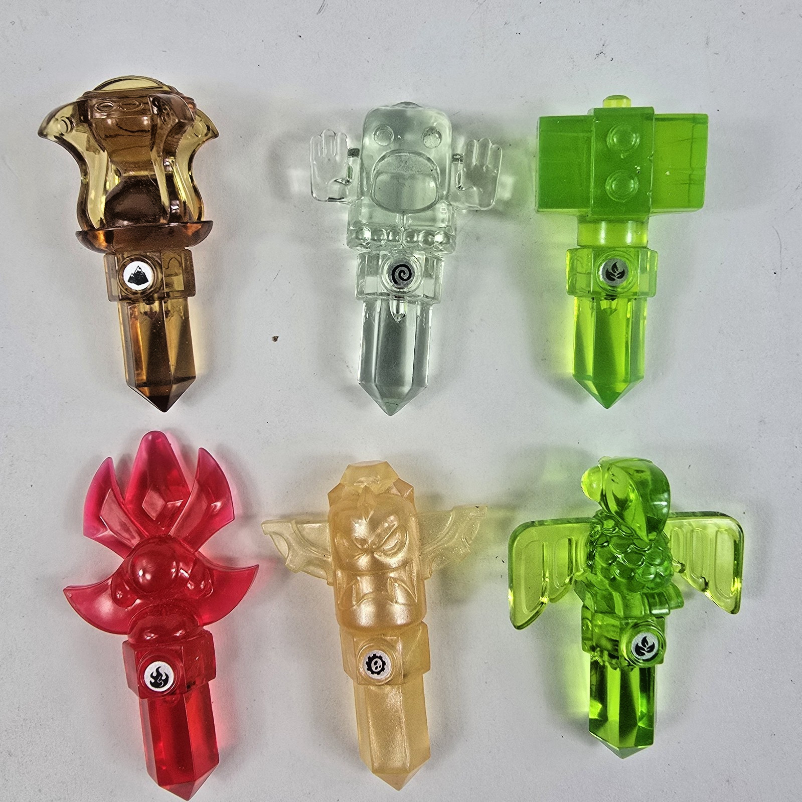 Lot 6 Skylanders Trap Team Crystals Tiki Hammer Toucan Hourglass Scepter Trap