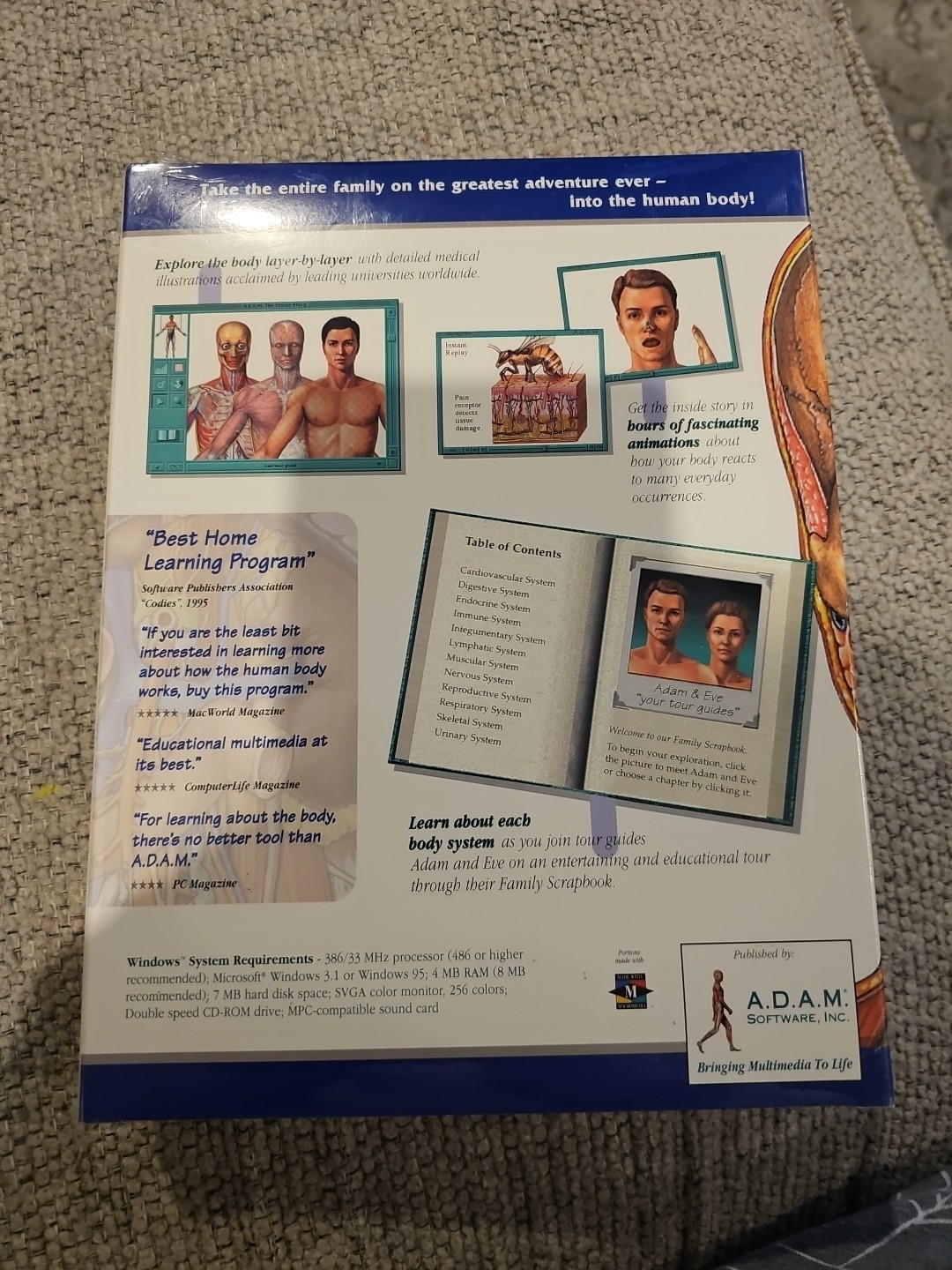 A.D.A.M.: The Inside Story (1995) Medical Instructional CD-ROM Sealed