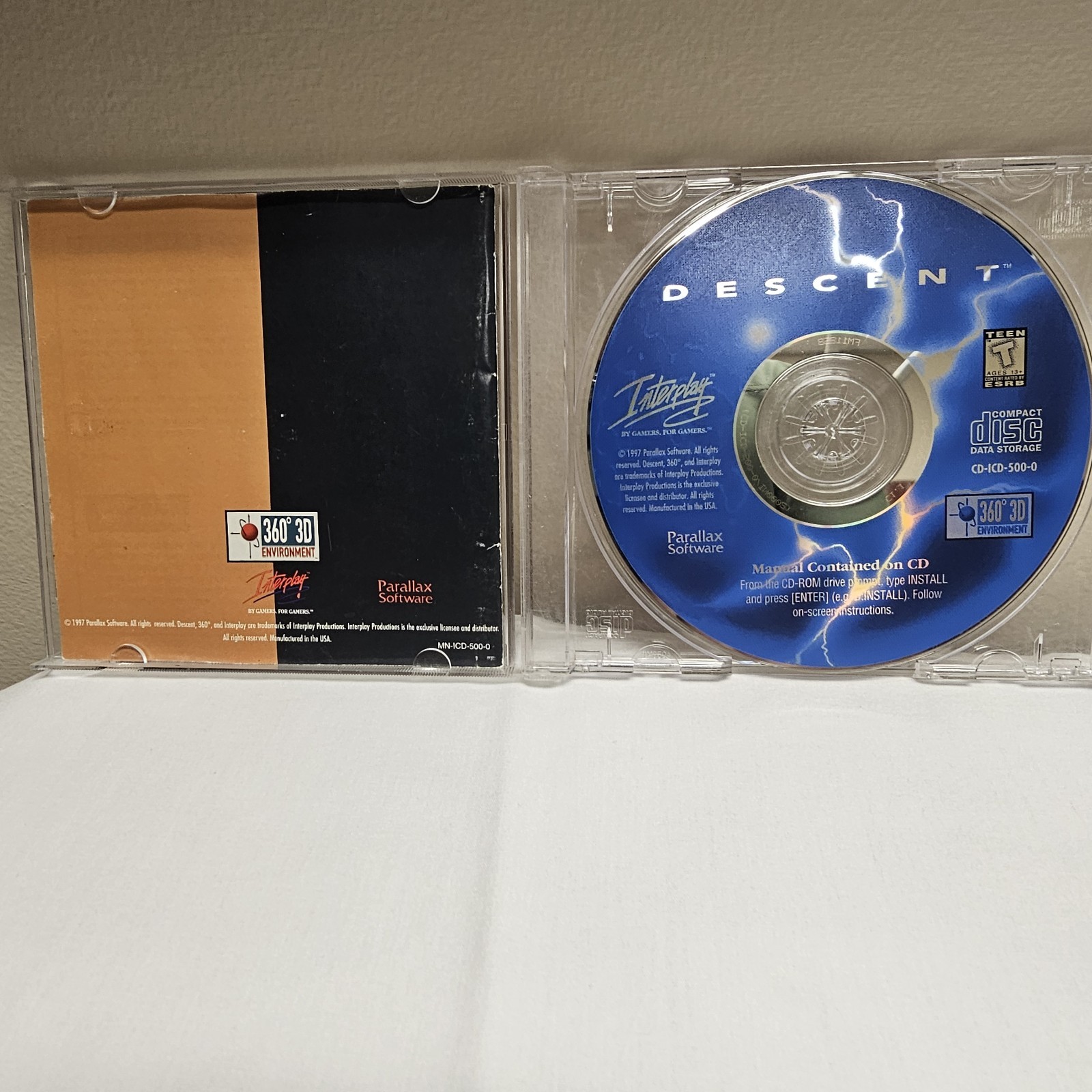Descent PC DOS CD-ROM Game 1997 Interplay Parallax w Manual Untested