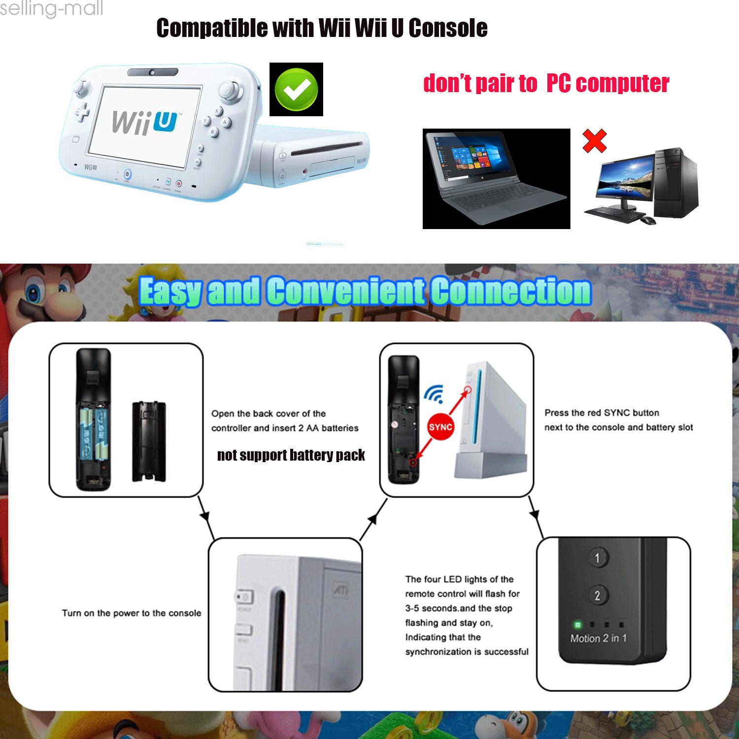 Wii Remote Controllers Compatible for wii and Wii U with Built in Motion Plus
