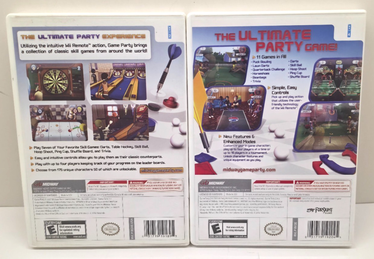 Game Party Lot (Nintendo Wii) Game Party 1 & 2 Complete with Manual VGC – Tested
