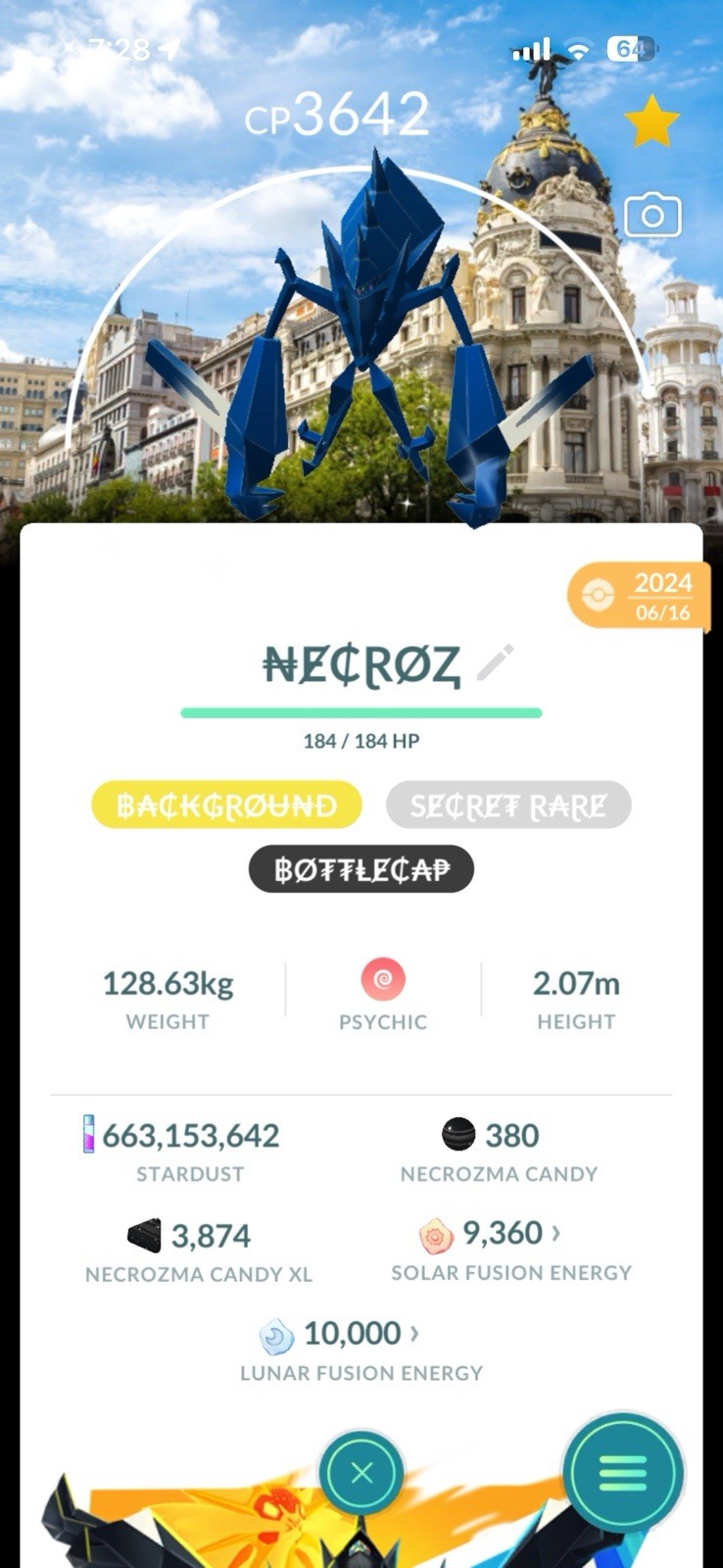 Pokémon GO SHINY Necrozma SPAIN BACKGROUND TRADE