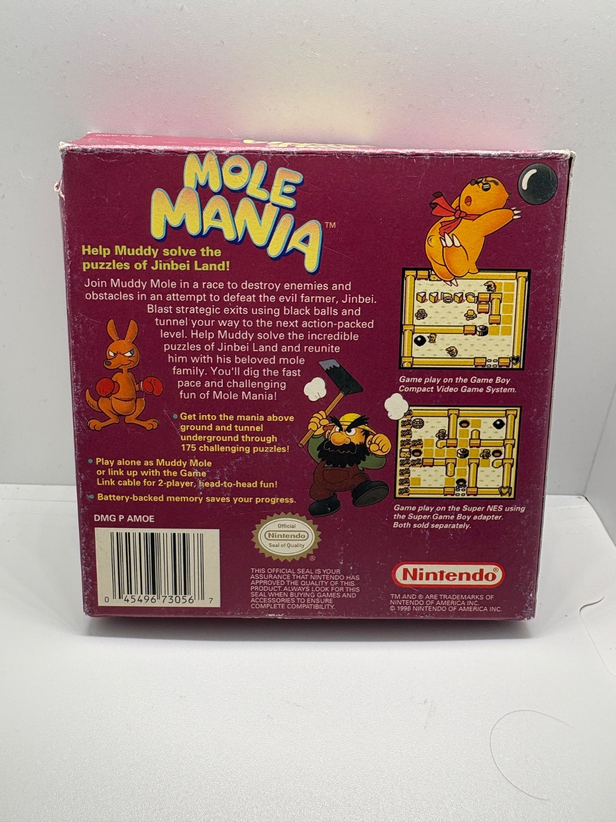 Mole Mania (Nintendo Gameboy Game Boy) Complete CIB Tested Saves