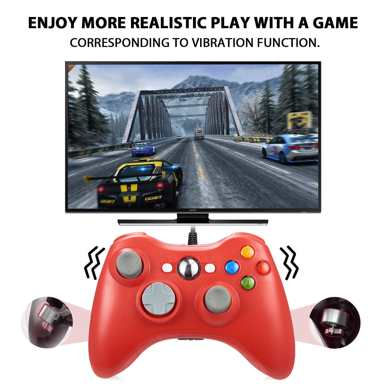 Gamepad Microsoft Xbox 360 Wired Controller Joystick Controller PC Windows USB