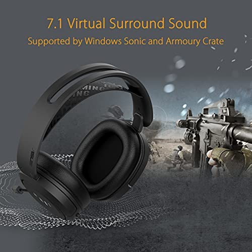 ASUS TUF Gaming H1 Wireless Headset Mic, 7.1 Surround Sound, 40mm Drivers,