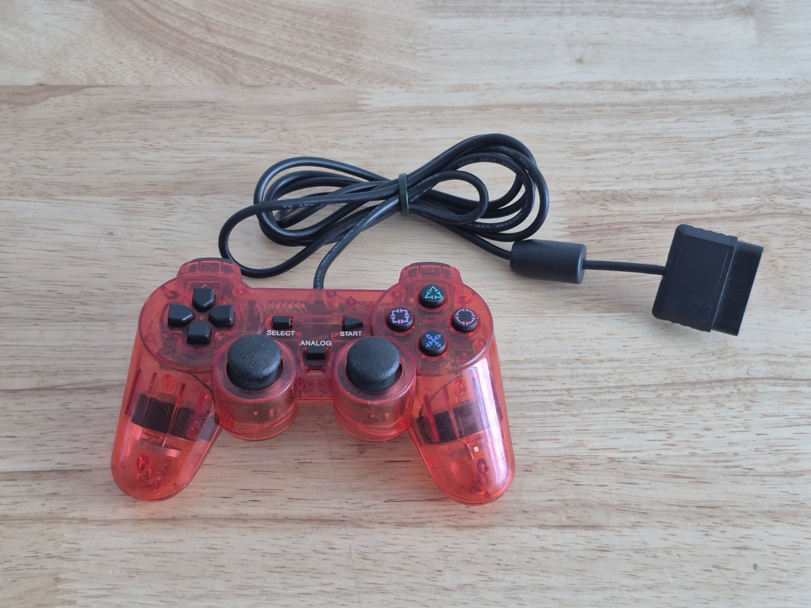 PS2 PS1 Wired Controller Dual Vibration Transparent Color 5.5FT