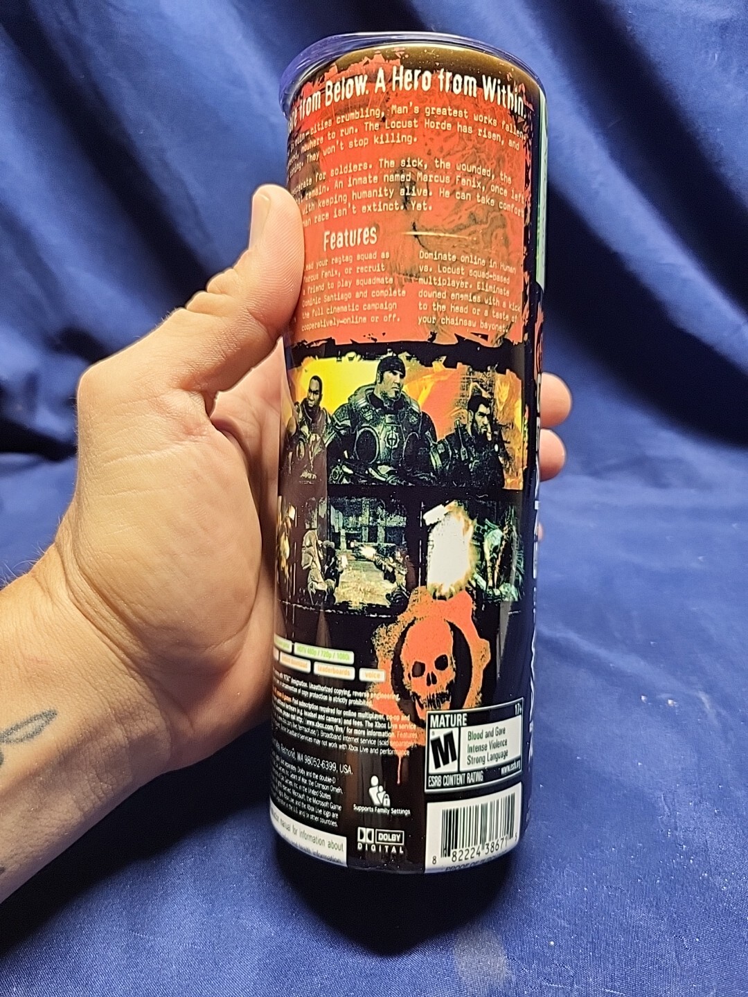 Gears of War (Microsoft Xbox 360, 2006) Artwork 20oz Sublimation Tumbler
