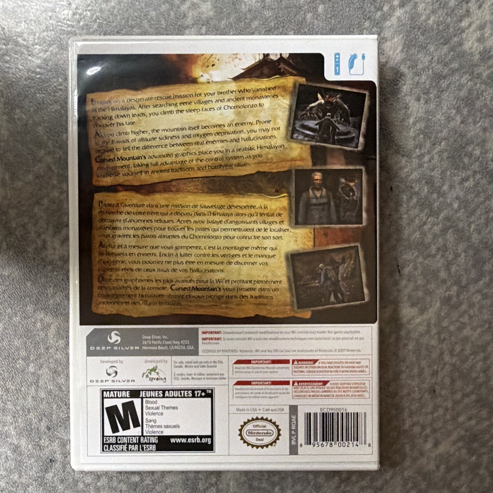 Deep Silver Cursed Mountain Nintendo Wii 2009 Survival Horror M Manual NTSC-U/C