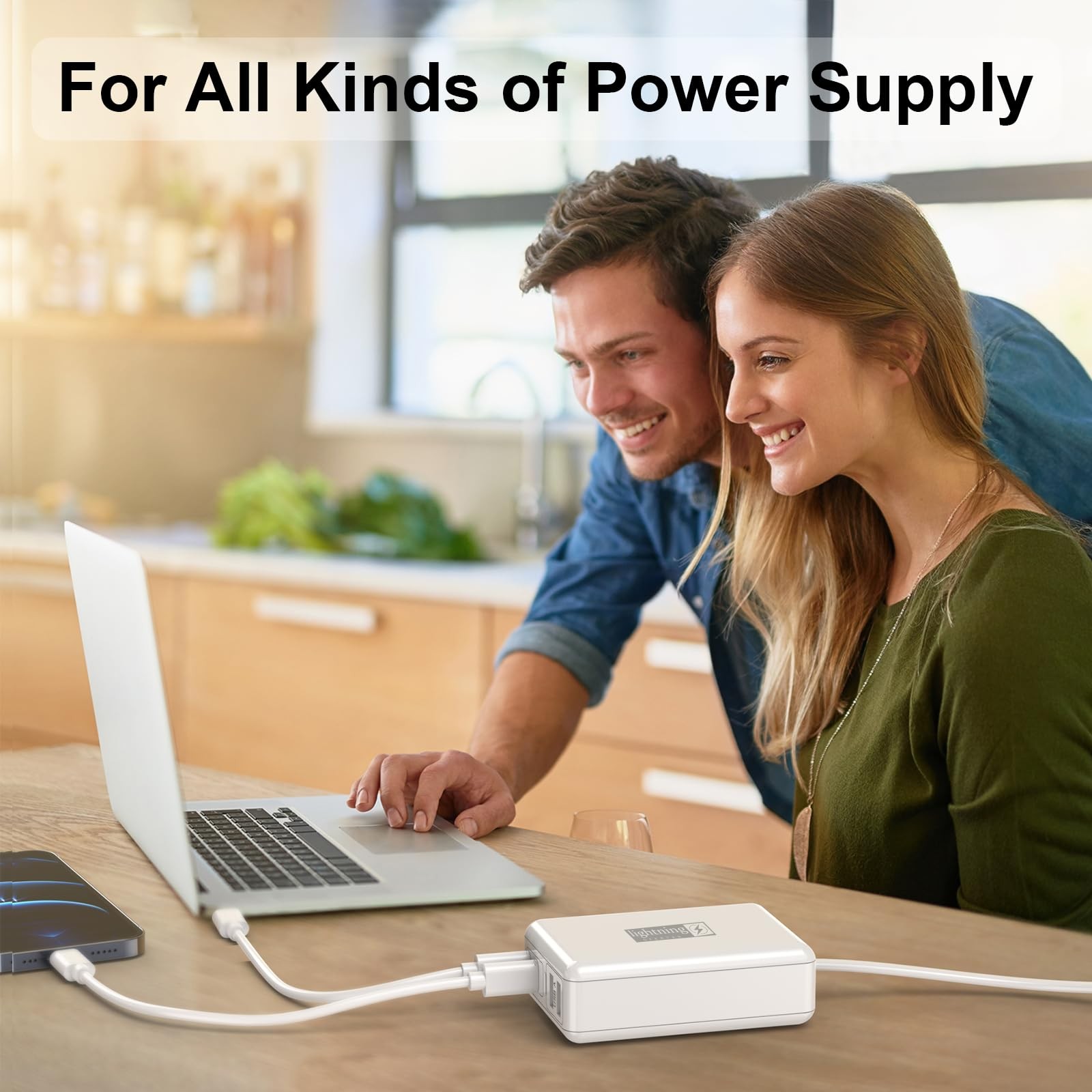 5ft Flat Extension Power Cord Replacement A-flat power cord, White