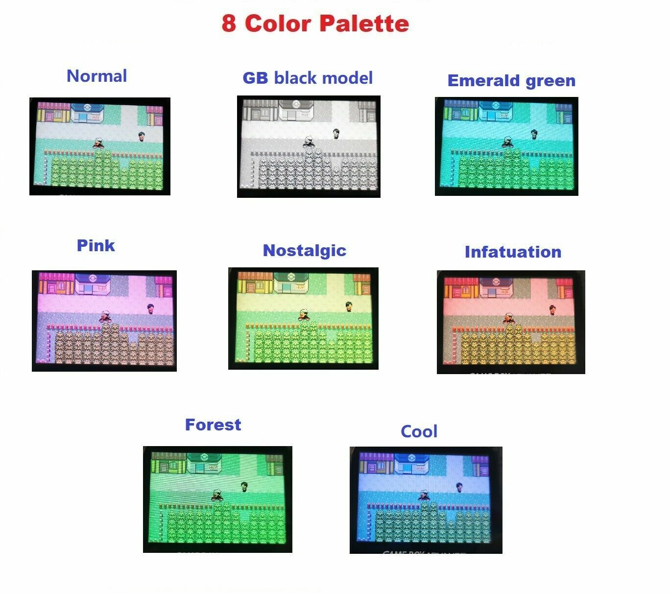 8 Colors Mode IPS Backlight LCD Mod w/Multi color Shells FOR GBA SP -Red Lens