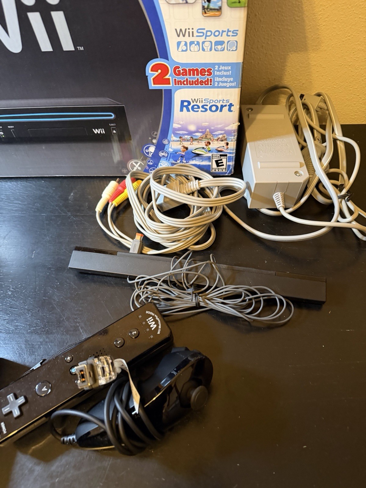 Nintendo Wii Black Console Bundle Wii Motion Plus With Original Box No Game