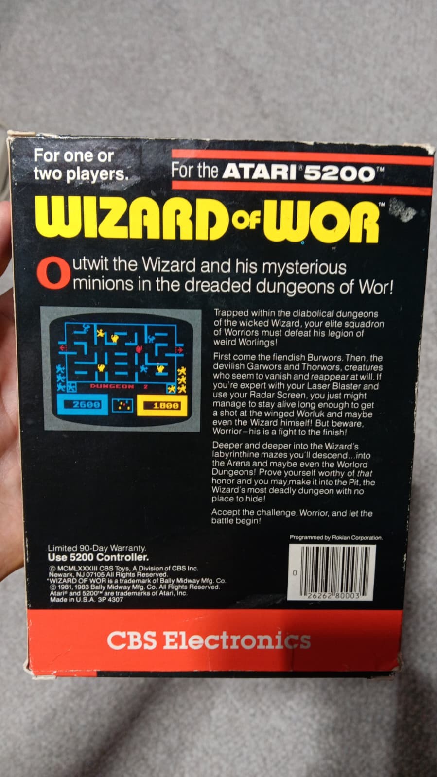 Wizard Of Wor (Atari 5200, 1984) With manual, box, and game!