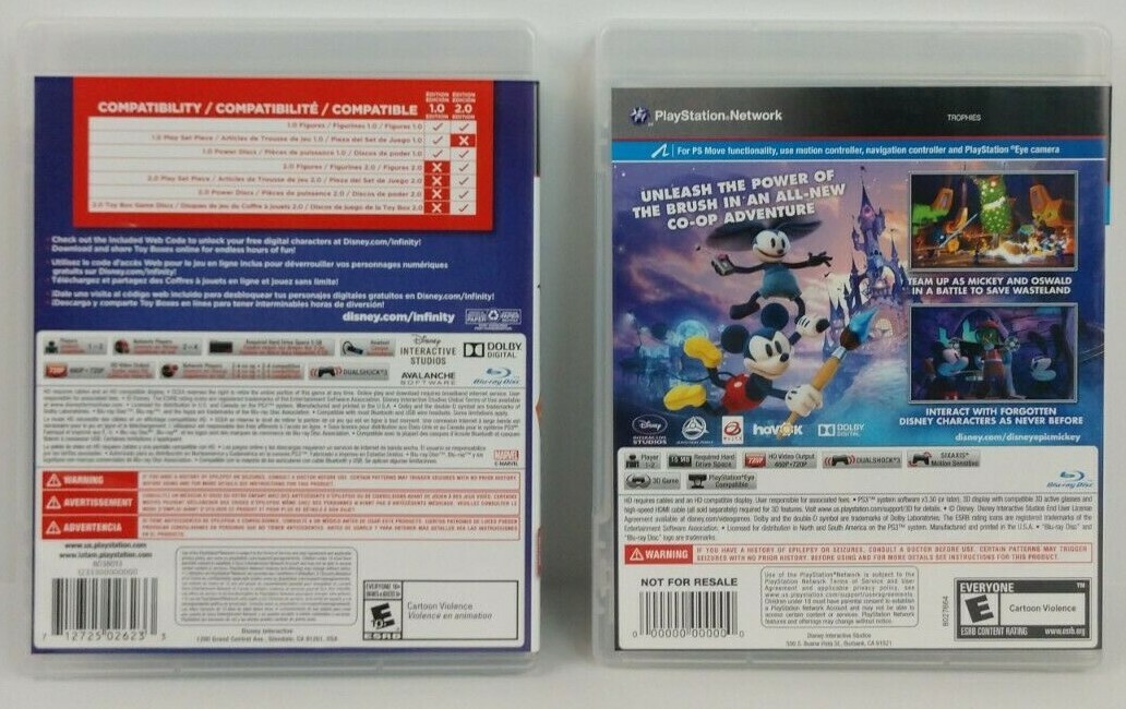PS3 Disney Epic Mickey 2: The Power of Two & Infinity 2.0 Edition~ Both Complete