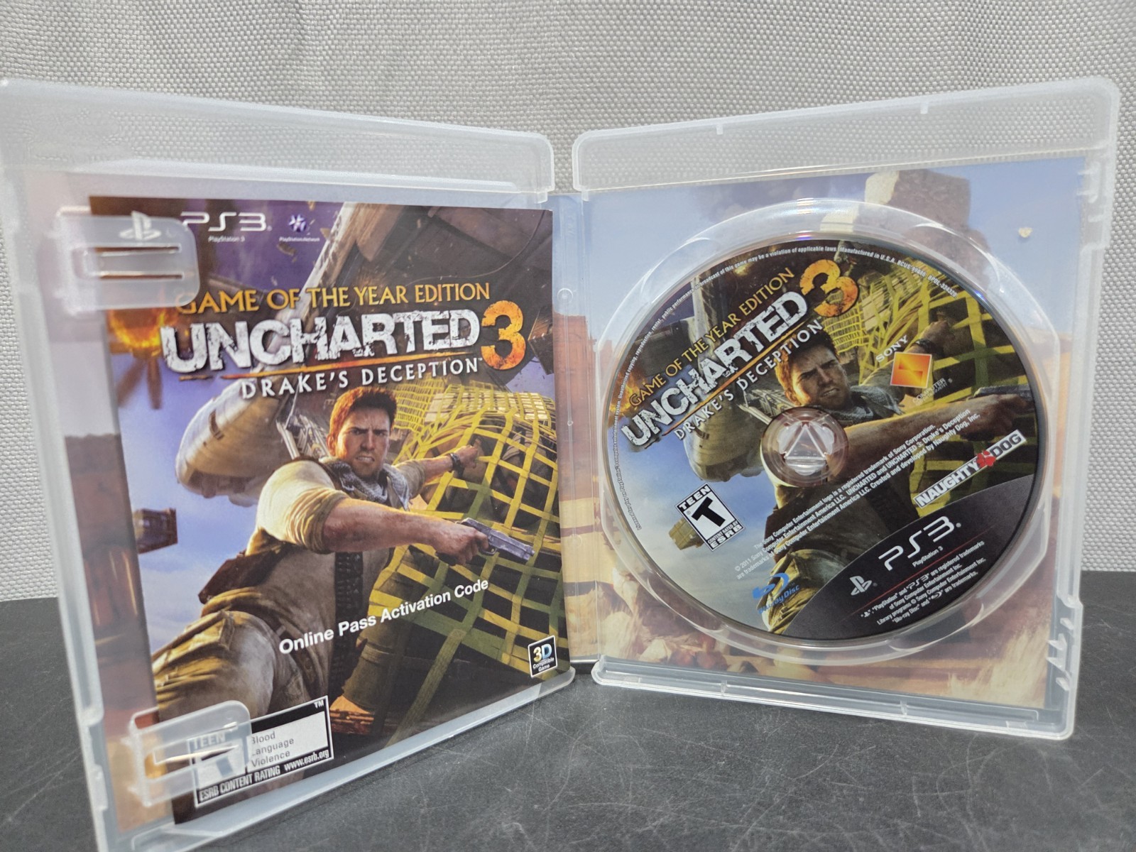 UNCHARTED 3 DRAKES DECEPTION NOT FOR RESALE GAME OF THE YEAR EDITION TESTED PS3