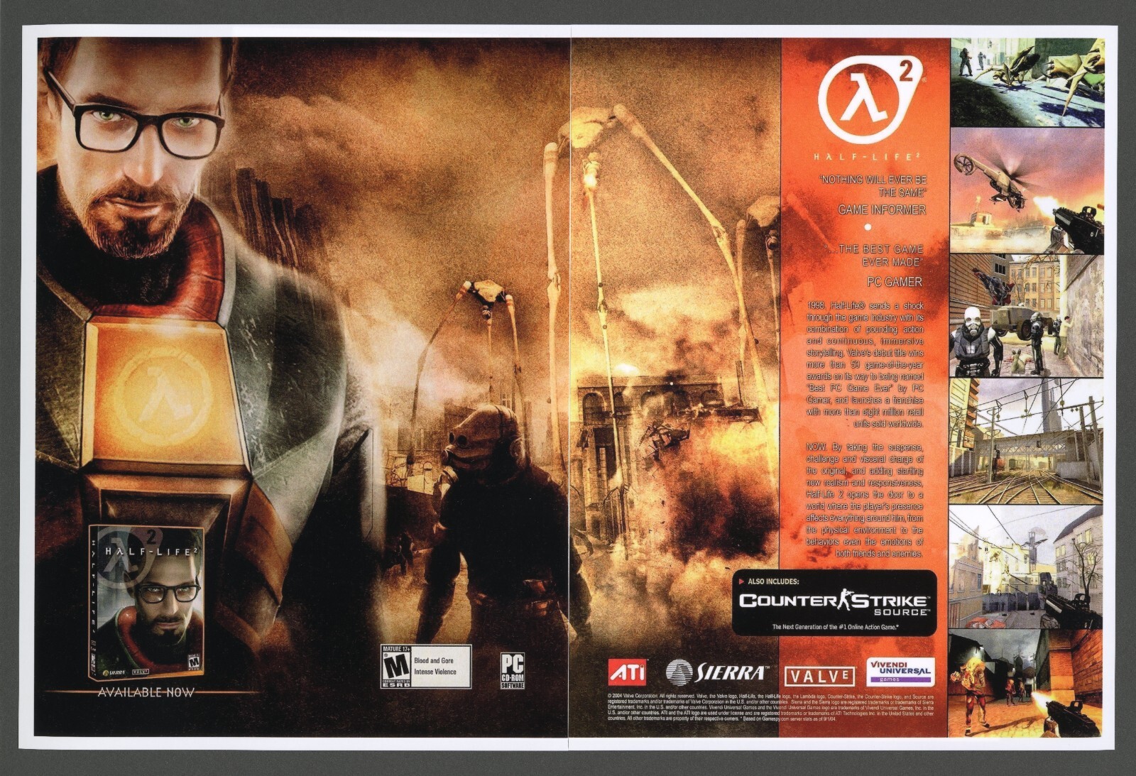 Half Life 2 PC Game 2004 PS2 Double Page Promo Ad Wall Art Print Poster – Glossy