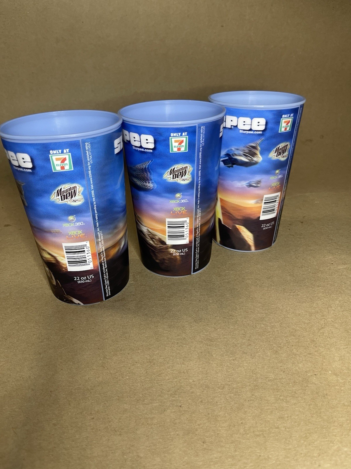 Halo 3 Holographic Slurpee Cups 7-11 Xbox 2007 3 Cups