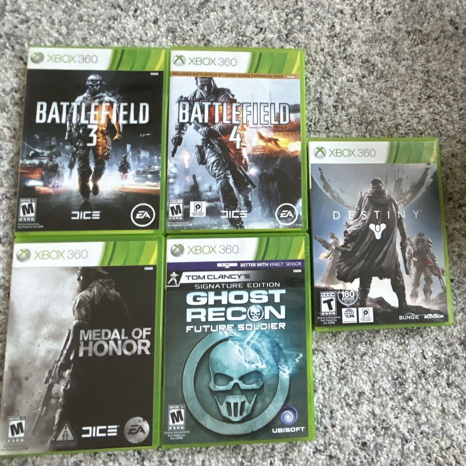 Microsoft Xbox 360 Shooter Game Lot (5) Battlefield 3/4 Destiny Medal of Honor