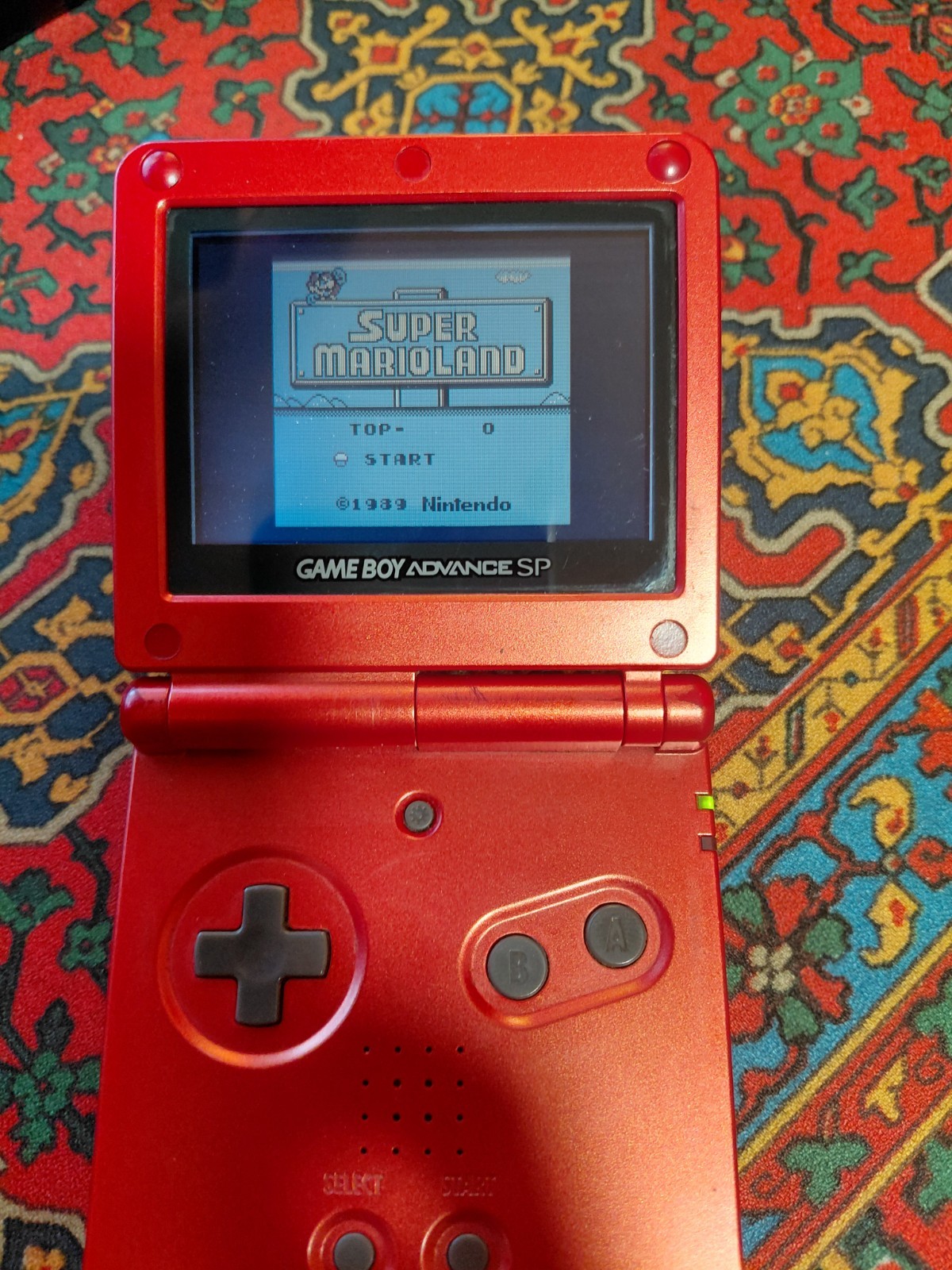 Flame Red Game Boy Advance SP AGS – 001 + Games Pokemon Super Mario Nintendo LOT