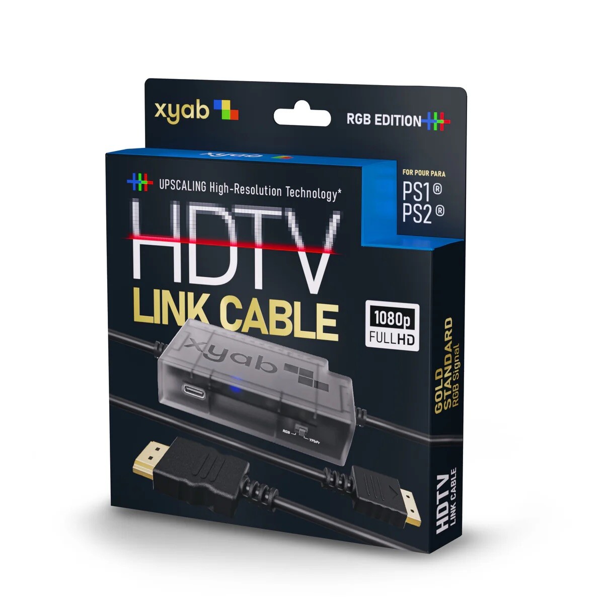PlayStation 1 & 2 – XYAB HD TV Link Cable Cord Full 1080 HDMI – New / PS1 PS2