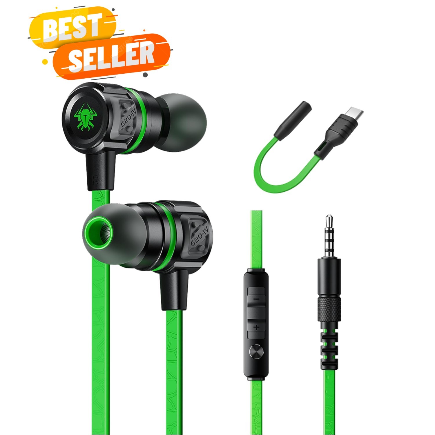 Gaming Earbuds Wired, USB C & 3.5mm Dual Plug in Ear Headphones with Mic and …