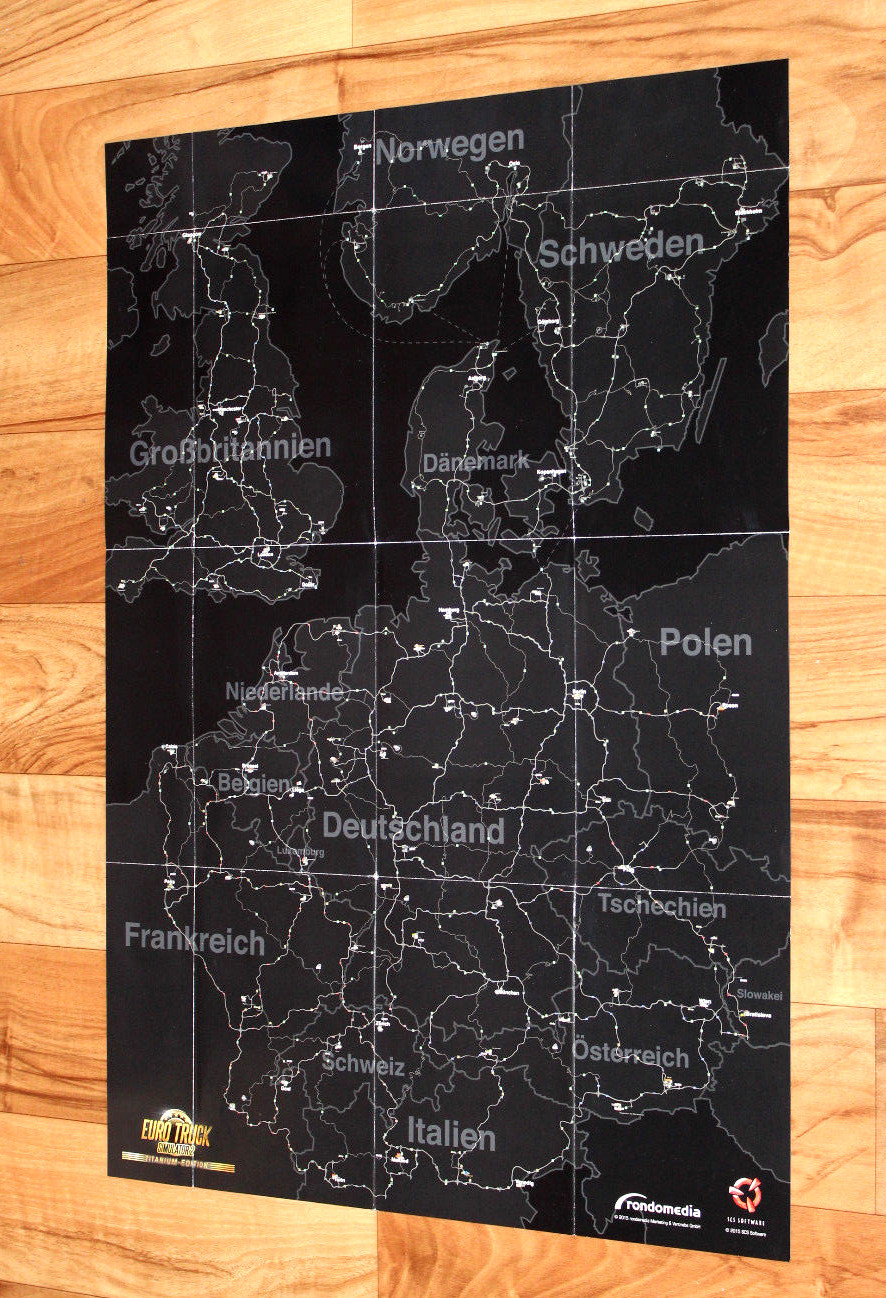 Euro Truck Simulator 2 Titanium-Edition Rare Poster / Map 60x42cm