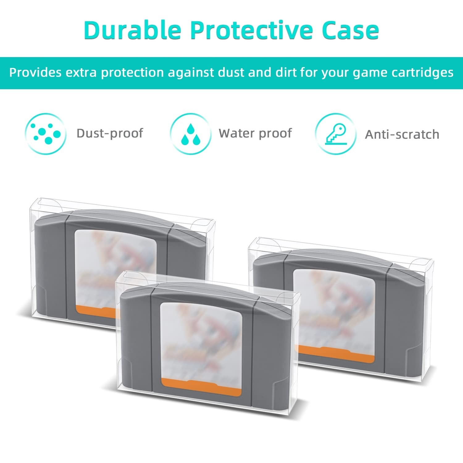 Clear Plastic Case Sleeve Protector Storage Box For Nintendo N64 Games Cartridge