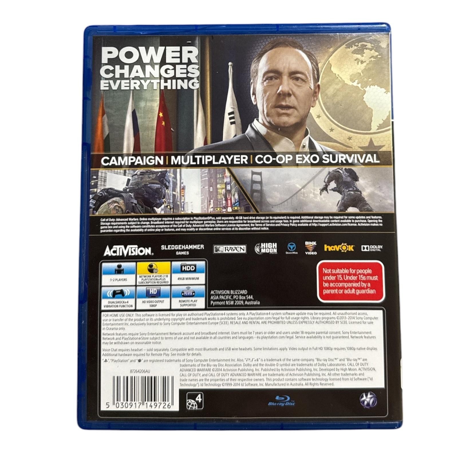 Call Of Duty Advanced Warfare PS4 Game Activision Region Free MA15+ Shooter 2014