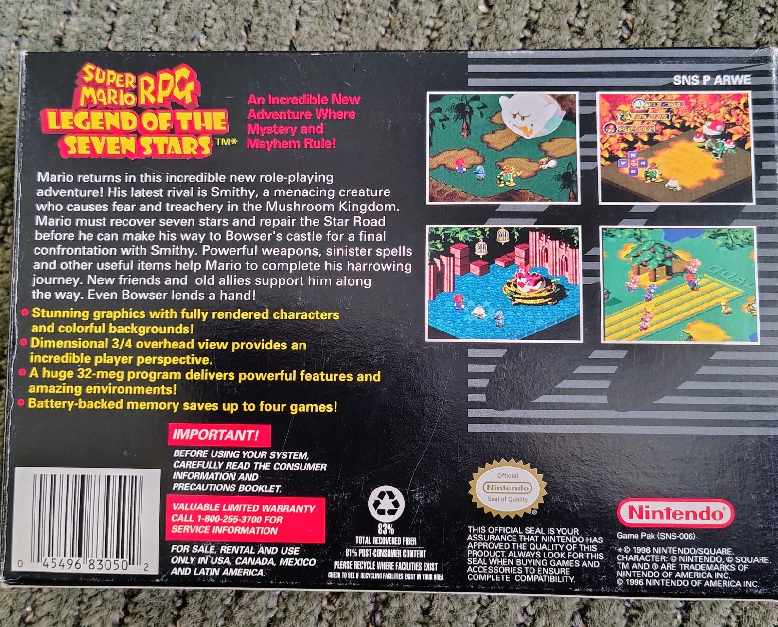 Super Mario RPG Legend of the Seven Stars Super Nintendo SNES CIB