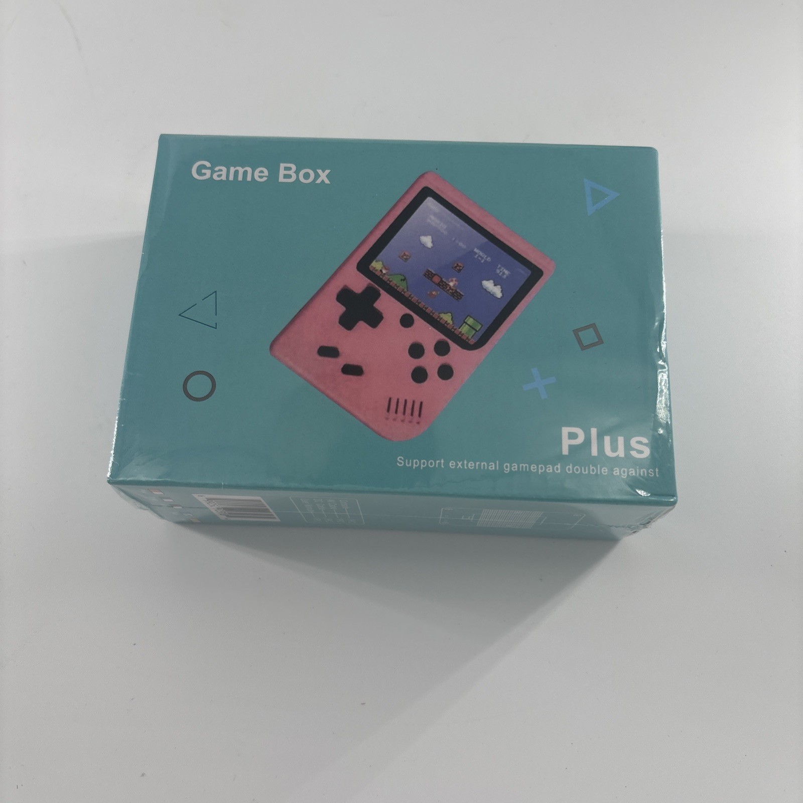 NIB Game Box Plus- Hand Held Game System, Rechargeable Battery, Blue
