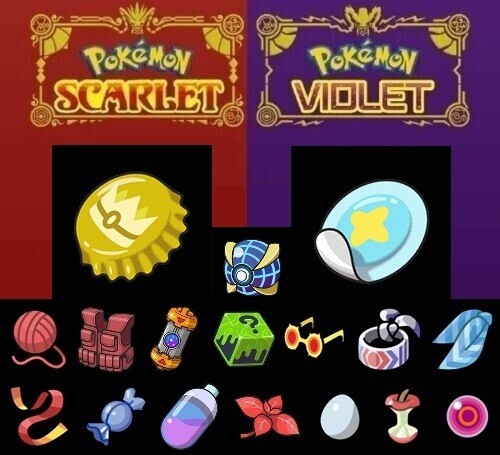 Pokemon Scarlet and Violet Any Item,Ability Patch,TM,Gold Bottle Cap- SAME DAY*