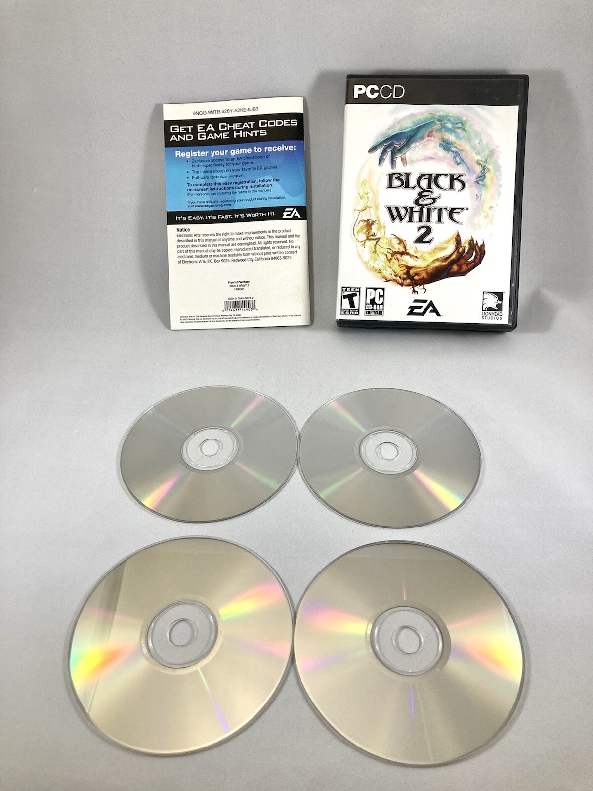 Black & White 2, PC, 4-CD Set, 2005, CIB w manual AND Prima Official Game Guide