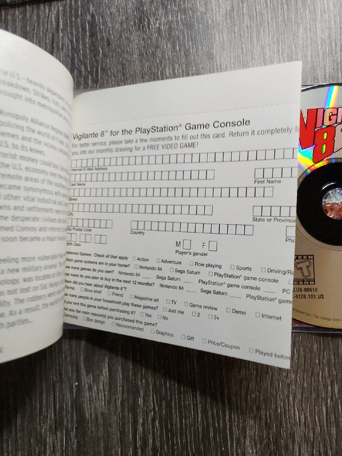 Vigilante 8 (Sony PlayStation 1, 1998) CIB TESTED with registration
