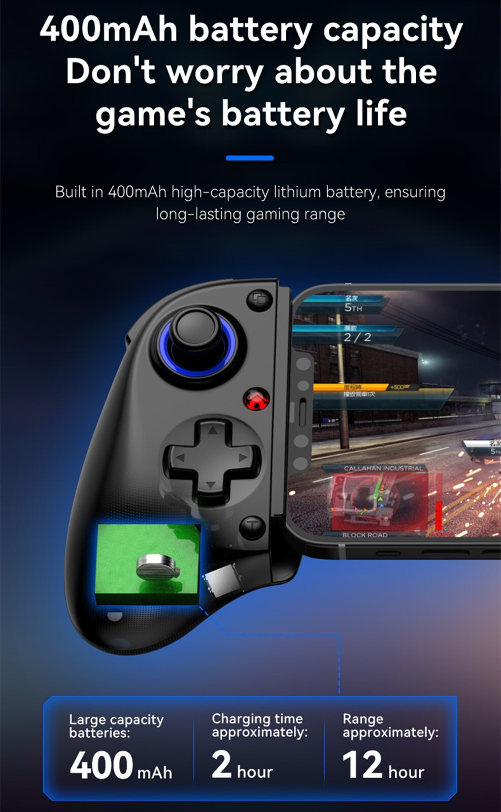 Cordless Telescopic Game Controller for Switch/iOS/Android/PC/Tablet