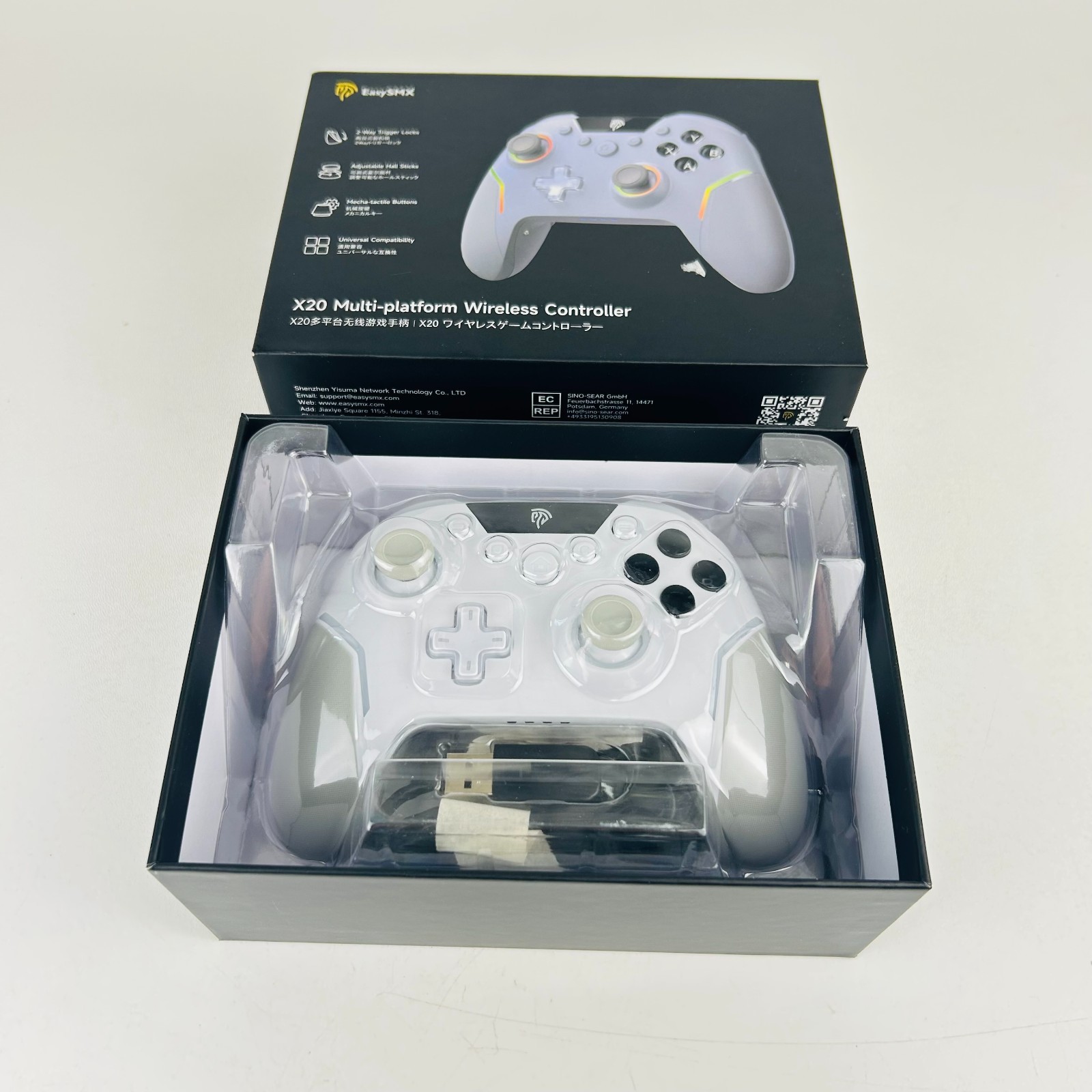 EasySMX X20 Wireless Gaming Controller RGB Backlit PC/Switch/Android/Steam iOS