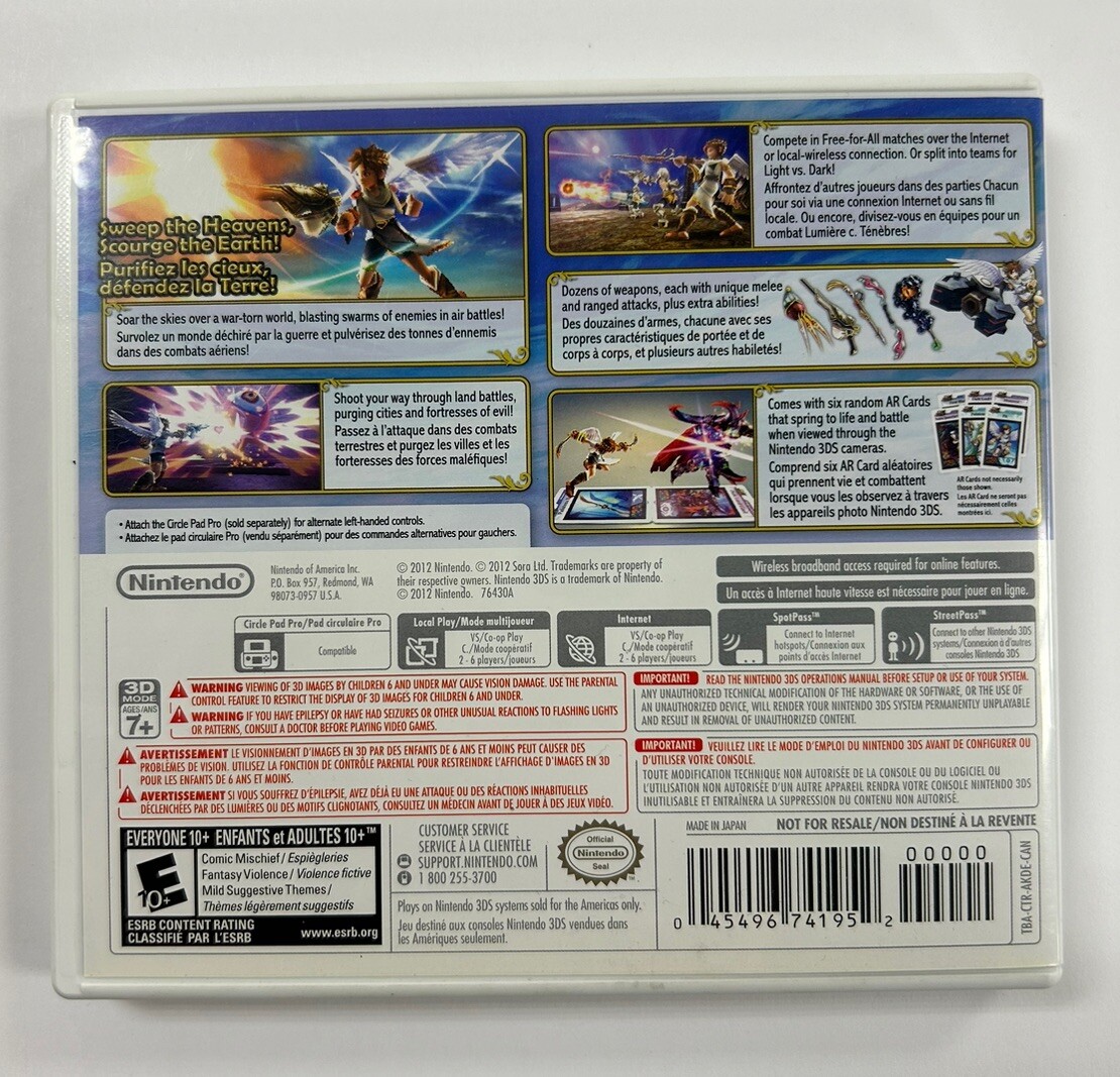 Kid Icarus: Uprising (Nintendo 3DS, 2012) CIB Complete Tested NTSC